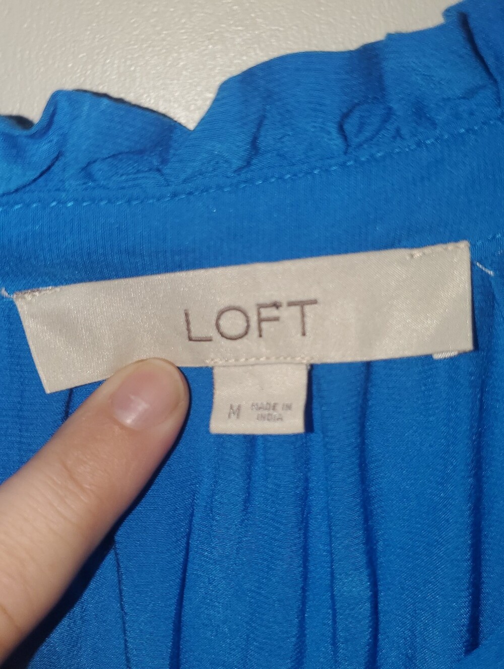 Bright Blue Ruffle-Trim Button Front Women's Top - Picture 3 of 5